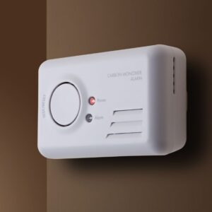 a white, rectangle-shaped carbon monoxide detector