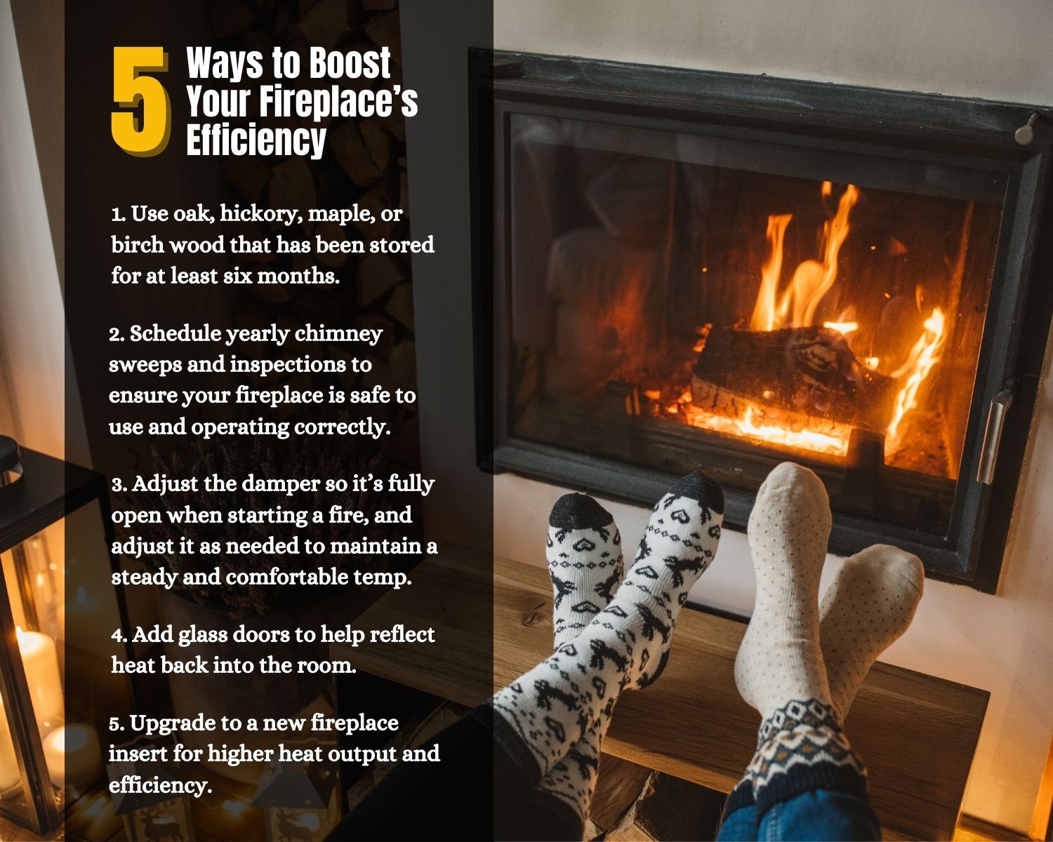 original infographic on how to boost fireplace efficiency